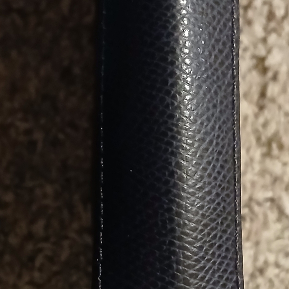 Coach Navy Pebbled Leather Bow Cosmetic Bag Pouch Clutch - Picture 5 of 9